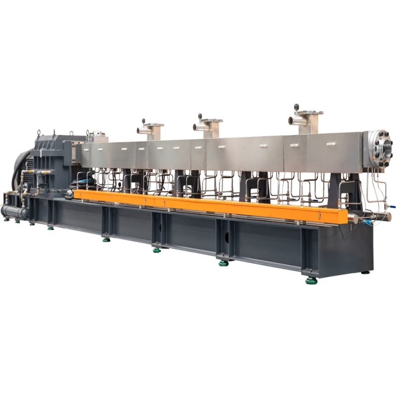 Parallel co-rotating twin-screw granulator