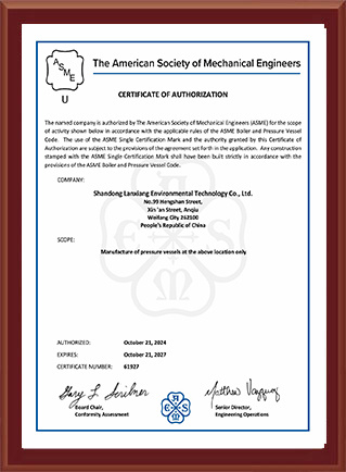 ASME Certificate