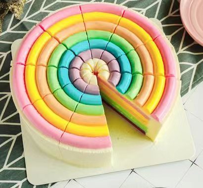 Round rainbow mousse cake filling machine