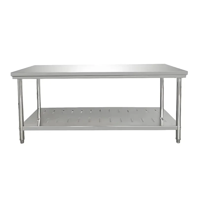 Perforated stainless steel workbench