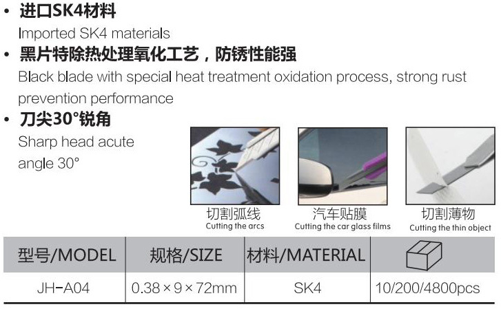 A04黑刃尖刀片