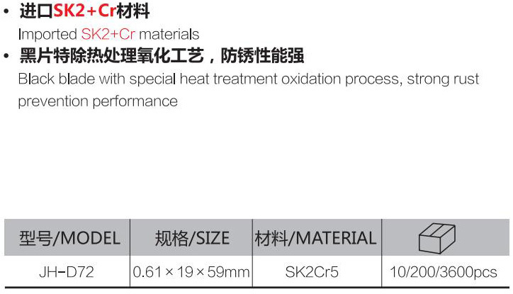 D72黑刃梯形刀片