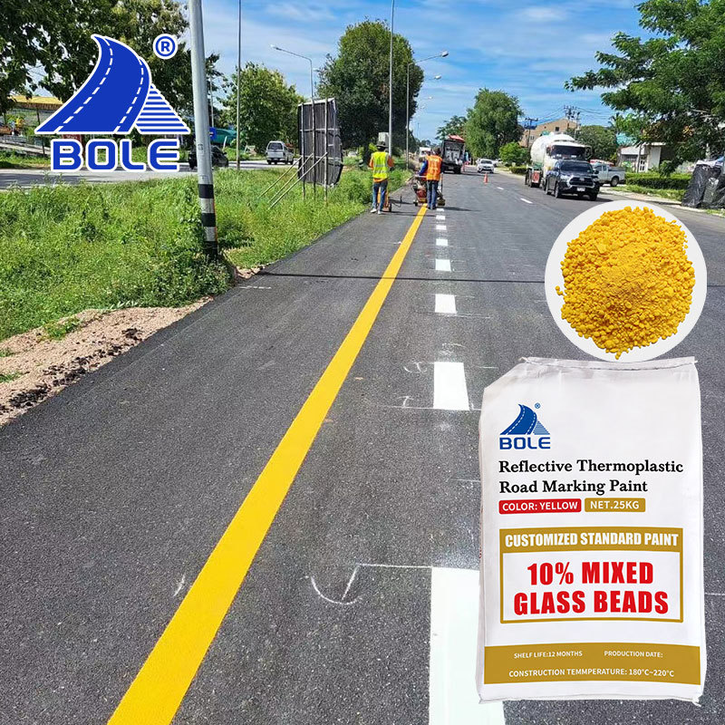 White thermoplastic road marking reflective paint