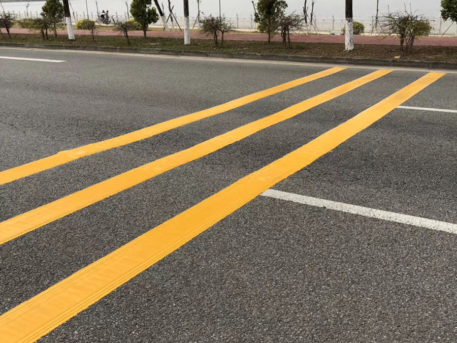 Yellow hot melt marking completion site