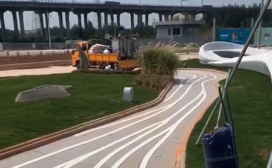 Construction effect of hot melt marking of Shenzhen International Convention and Exhibition Center