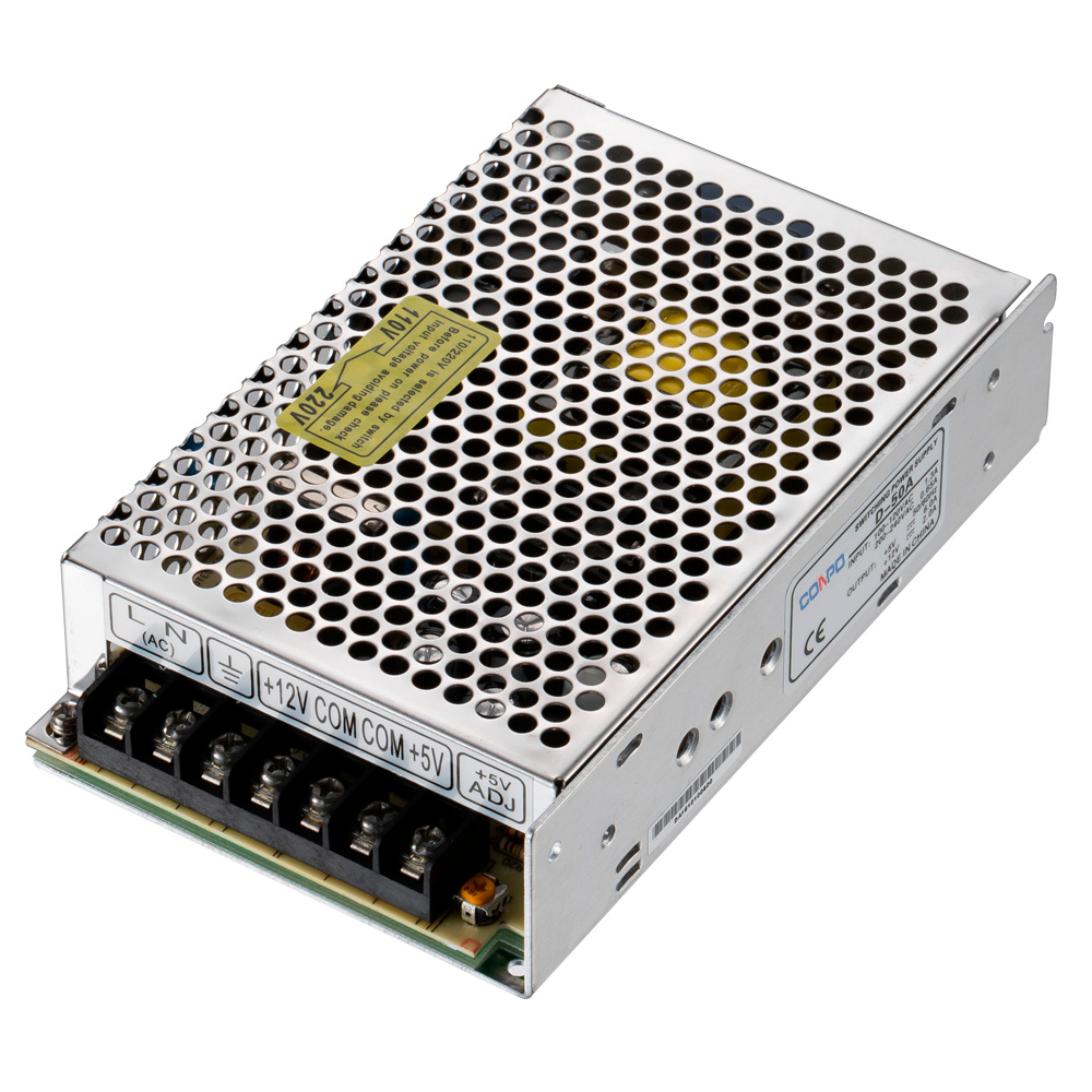 D-50A (50W-CH1: 5V/6A, CH2: 2V/2A); D-50B (50W-CH1: 5V/6A, CH2: 24V/1A)  Dual Output Power Supply