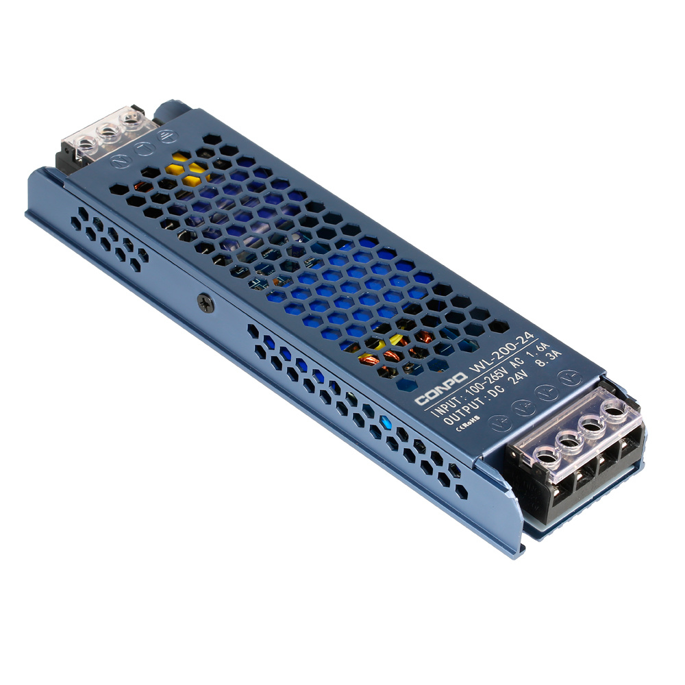 WL-200-12 (200W-12V/13A);  WL-200-24 (200W-24V/7A)  Ultra-thin LED Power Supply