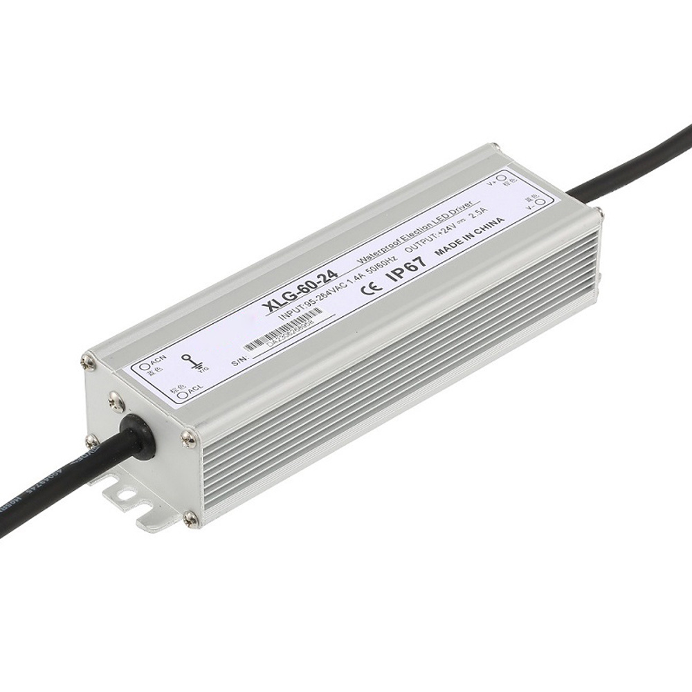 XLG-60-12 (60W-12V/5A); XLG-60-24 (60W-24V/2.5A); XLG-60-36 (60W-36V/1.7A); XLG-60-48 (60W-48V/1.25A)  Waterproof Power Supply