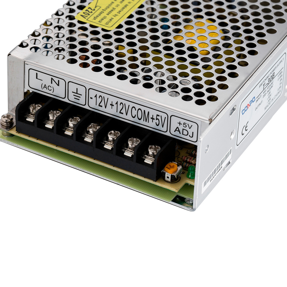 T-30B (30W-CH1: 5V/3A, CH2: 12V/1A, CH3: -12V/0.5A) Triple Output Power Supply