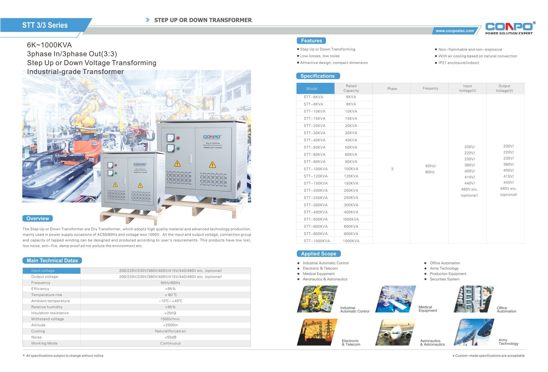 Step up/down Transformer 3Phase  STT-6k~1000kVA
