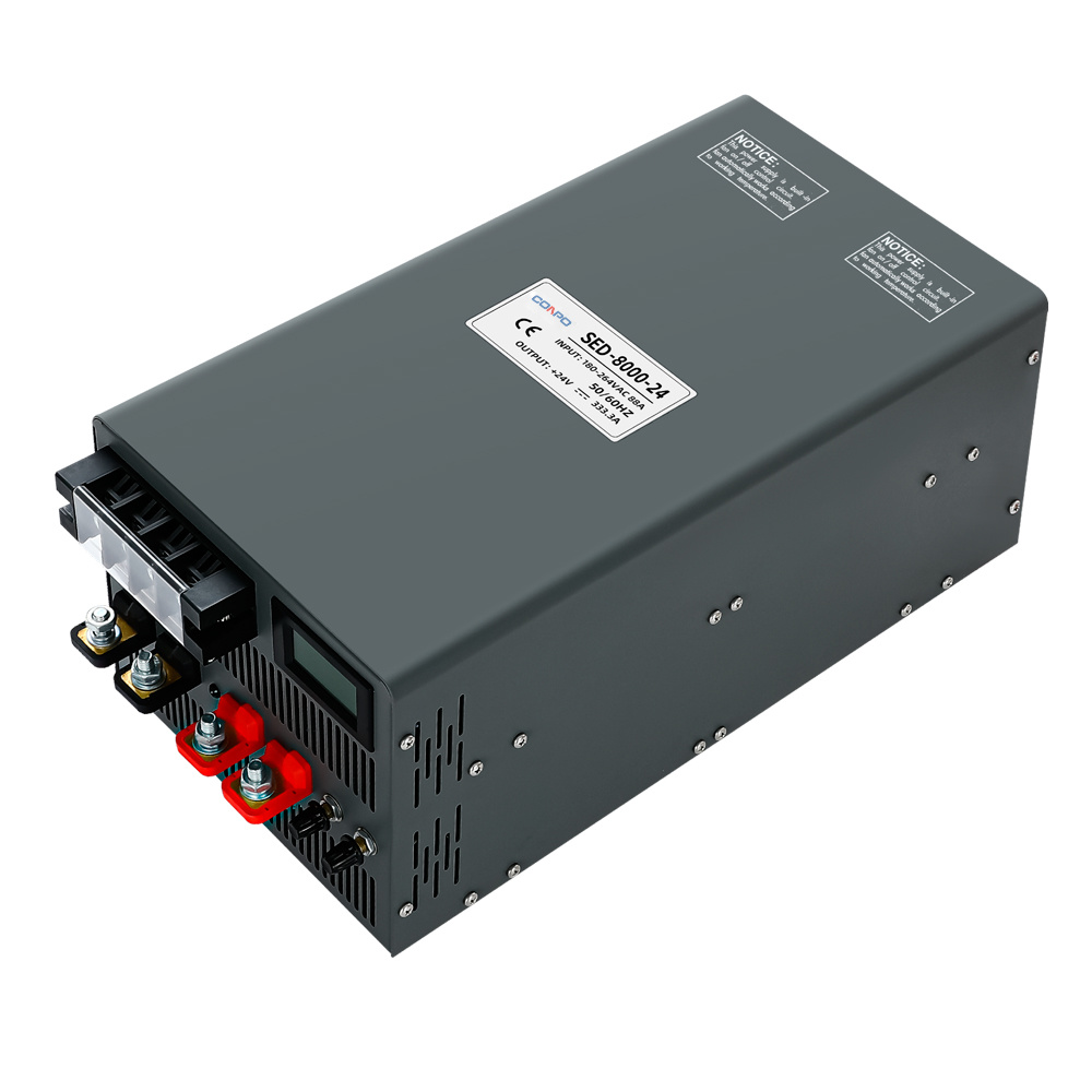 SED-8000-12 (8000W-12V/300A); SED-8000-24 (8000W-24V/200A); SED-8000-36 (8000W-36V/150A); SED-8000-48 (8000W-48V/120A)  Single Output Adjustable Power Supply