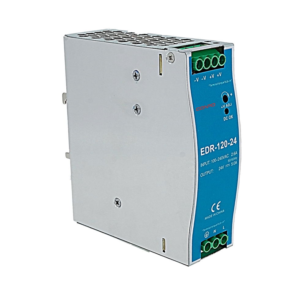 EDR-120-12 (120W-12V/10A);  EDR-120-15 (120W-15V/8A); EDR-120-24 (120W-24V/5A); EDR-120-48 (120W-48V/2.5A)  DIN-rail Power Supply