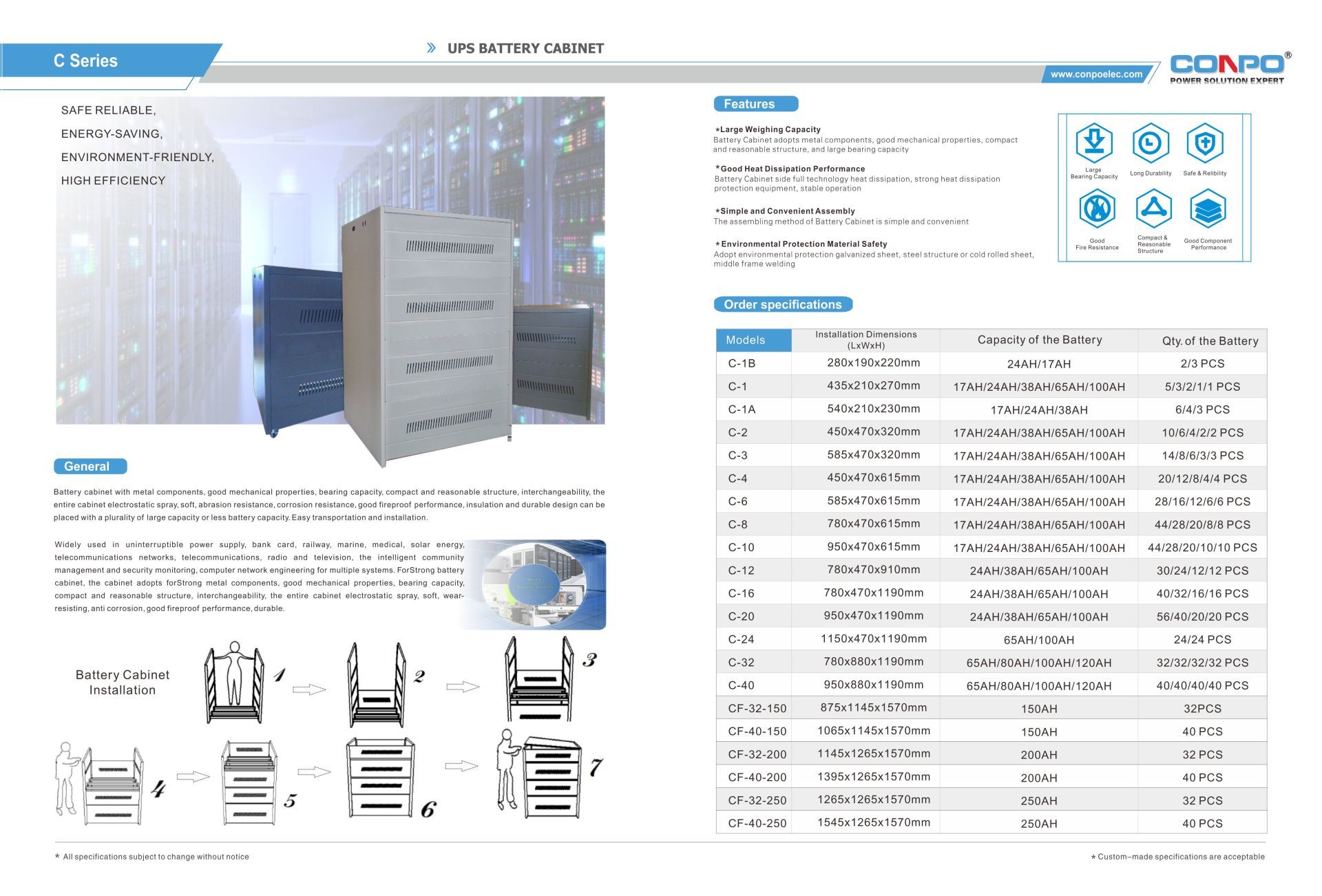 Battery Cabinet/Box/Tank/Enclosure, suitable for kinds of Battery