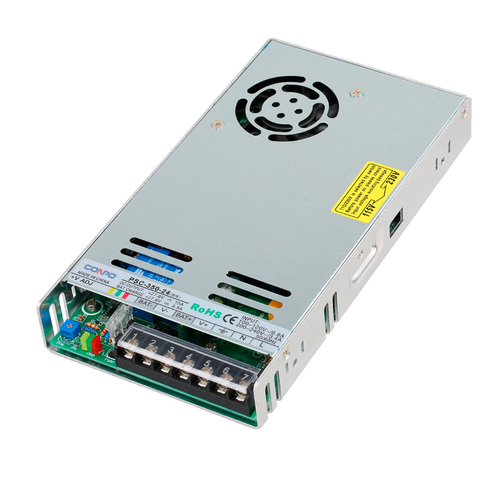 PSC-350-12(350W-13.8V/20A & 13.8V/5A);  SC-350-24(350W-27.6V/10A & 27.6V/2.5A) Single Output Power Supply with Battery Charging Function(UPS)