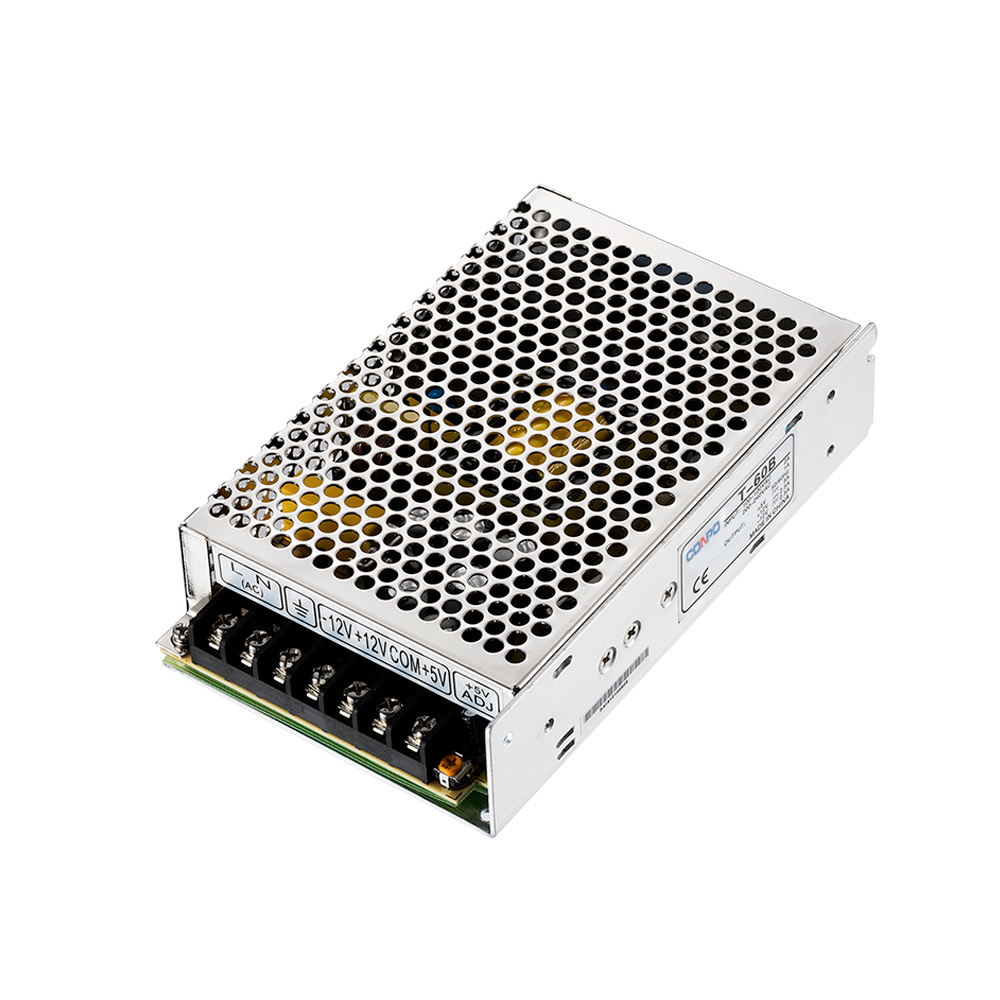 T-60A (60W-CH1: 5V/0~5A, CH2: 12V/0~2.5A, CH3: -5V/0~0.5A) Triple Output Power Supply