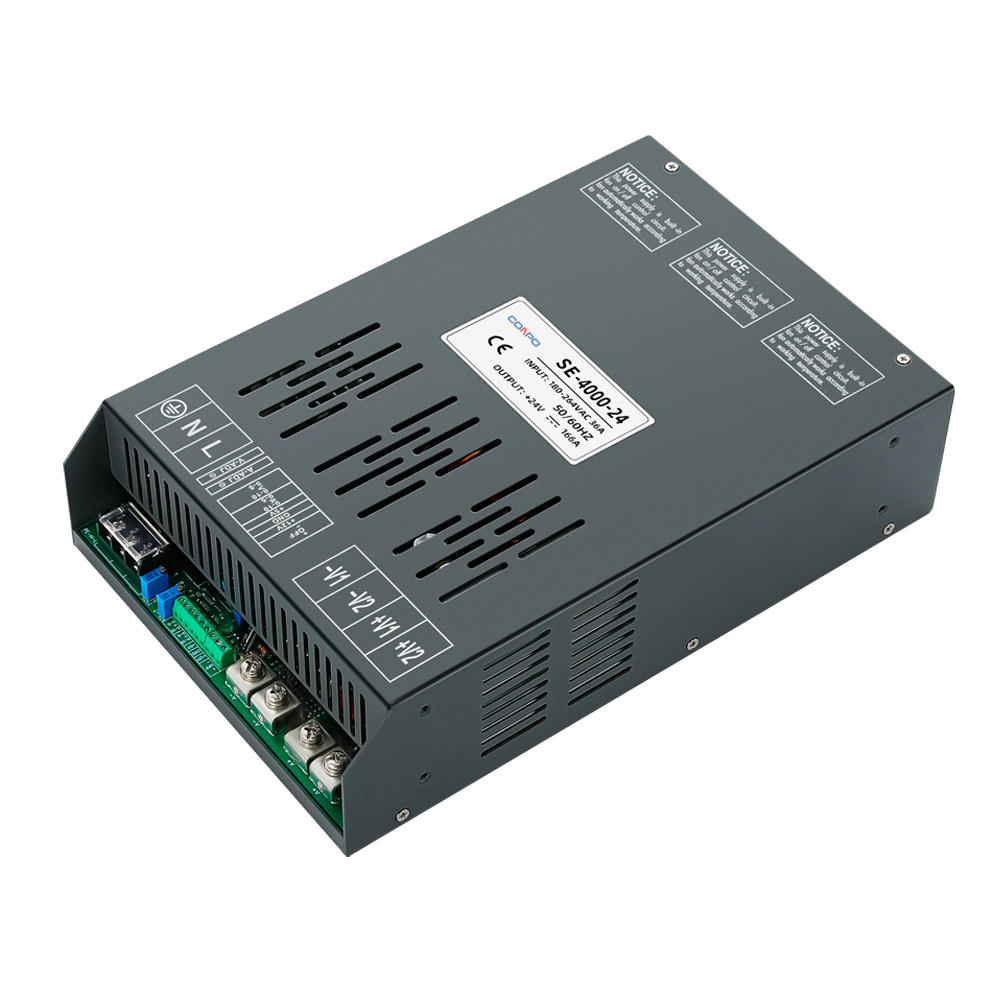 SE-4000-12 (4000W-12V/290A); SE-4000-24 (4000W-24V/166.7A); SE-4000-36 (4000W-36V/111A); SE-4000-48 (4000W-48V/83.3A)  Single Output Adjustable Power Supply