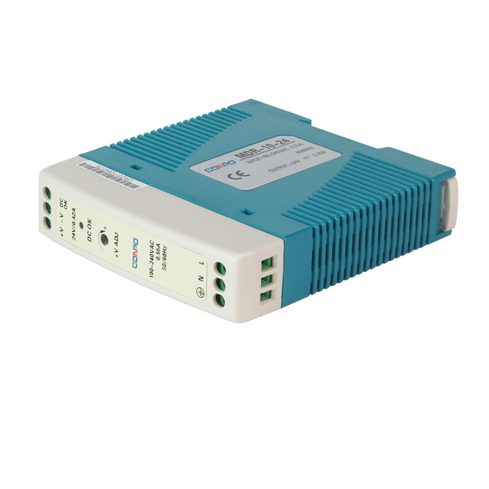 MDR-10-5 (10W-5V/2A);   MDR-10-12 (10W-12V/0.84A); MDR-10-15 (10W-15V/0.6A);  MDR-10-24 (10W-24V/0.42A)  DIN-rail Power Supply