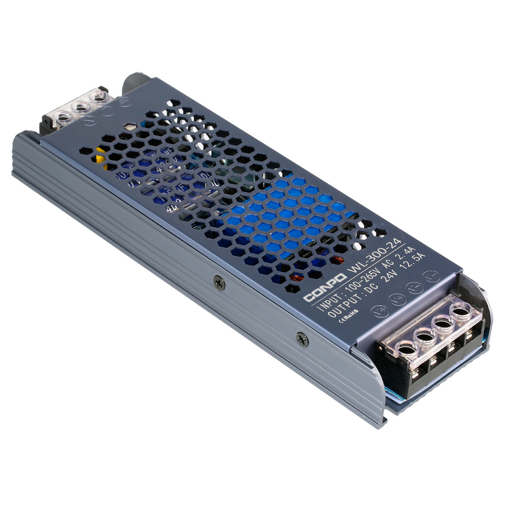 WL-300-12 (300W-12V/20A);  WL-300-24 (300W-24V/11A)  Ultra-thin LED Power Supply
