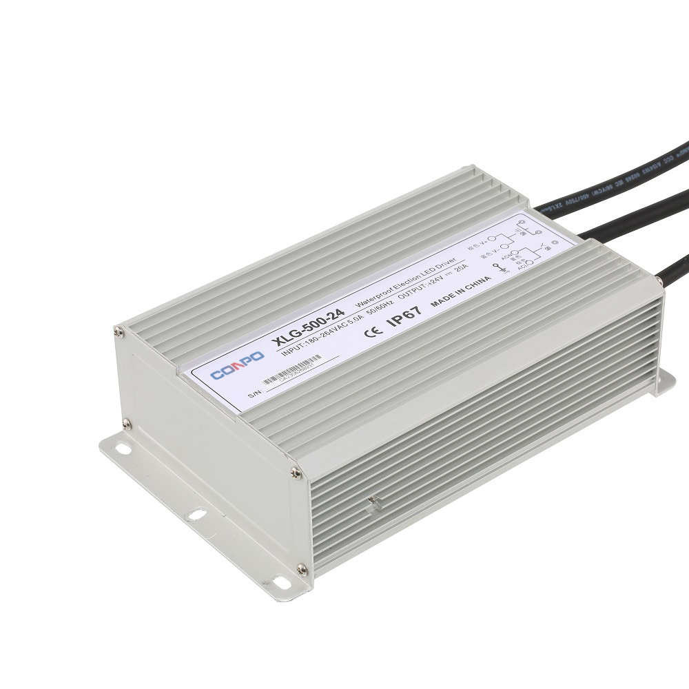 XLG-500-24 (500W-24V/20A); XLG-500-36 (500W-36V/13.5A); XLG-500-48 (500W-48V/10.5A); XLG-500-60 (500W-60V/8.3A)  Waterproof Power Supply