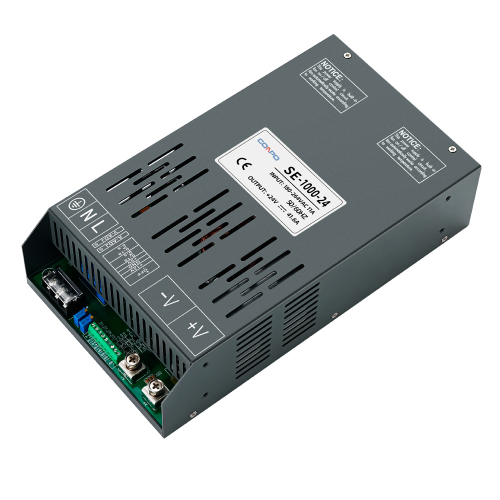 SE-1000-12 (1000W-12V/83.3A); SE-1000-24 (1000W-24V/41.7A); SE-1000-36 (1000W-36V/27.8A); SE-1000-48 (1000W-48V/20.8A); SE-1000-72 (1000W-72V/13.9A) Single Output Adjustable Power Supply
