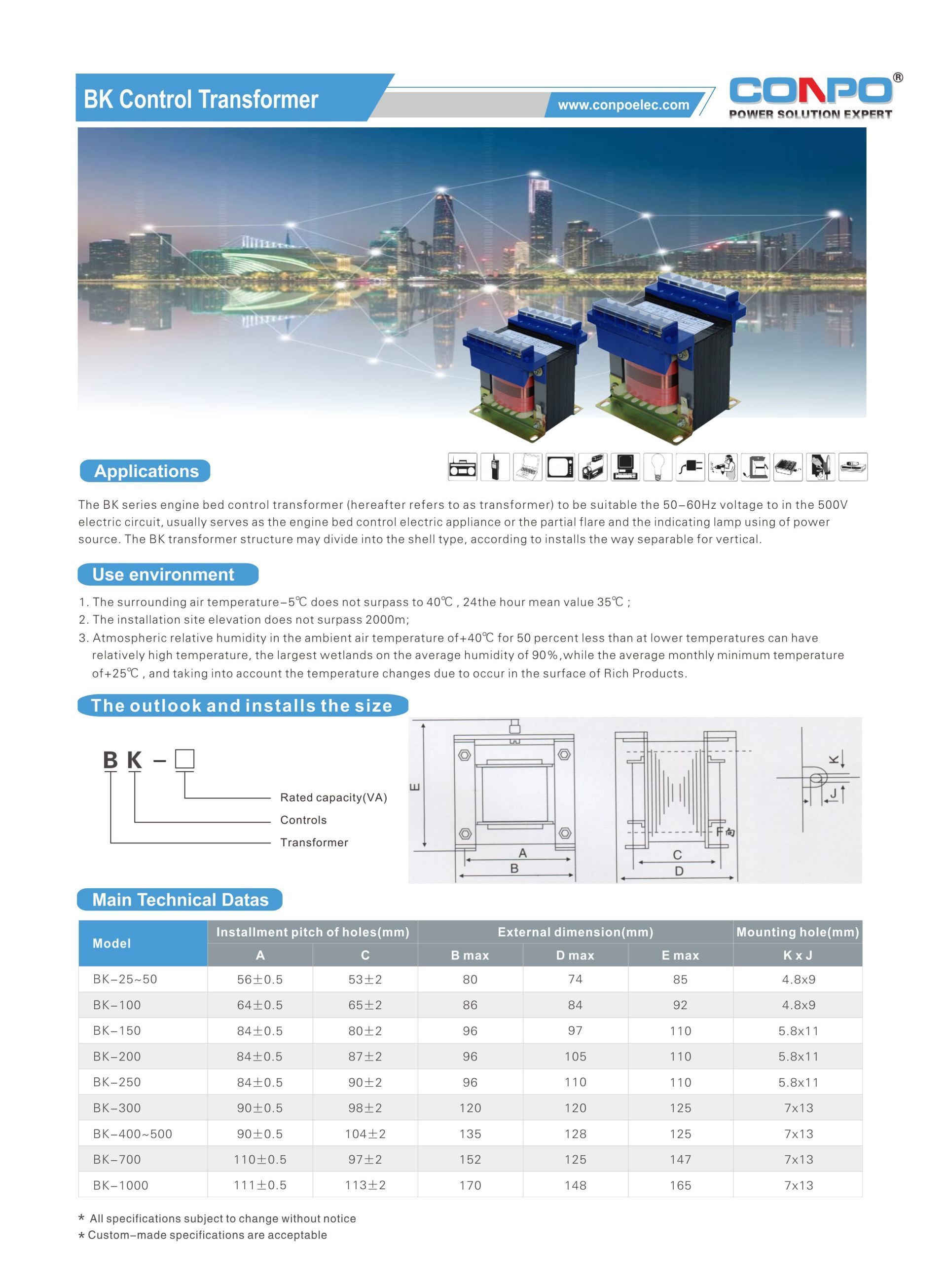 BK Control Transformer  25~1000va