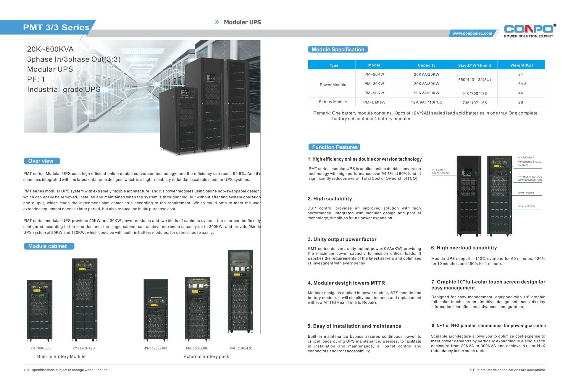 PMT Modular UPS 90k/120k/180k/210k/300k/500k/600kVA