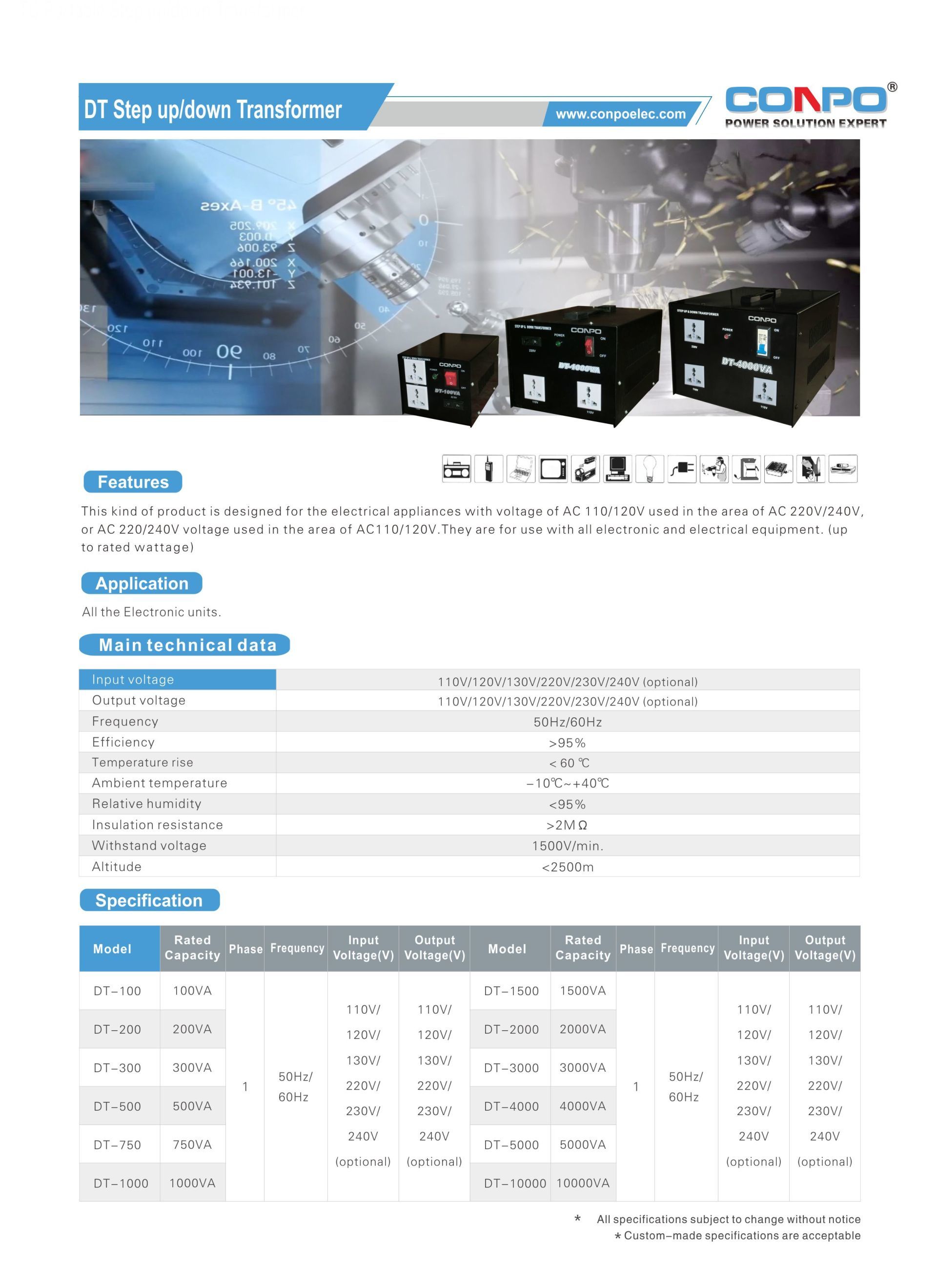 DT Step up/down Transformer 100~10000VA