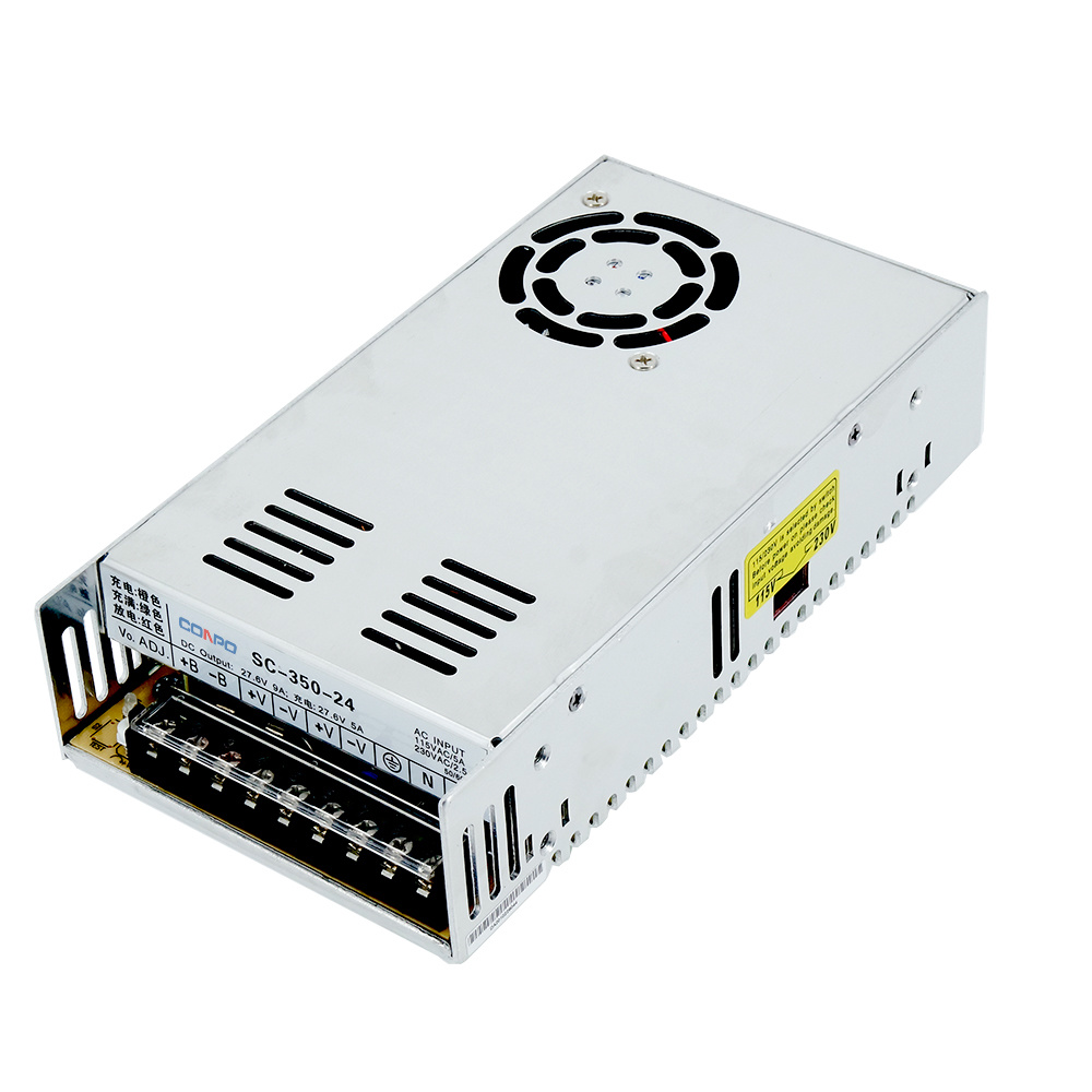 SC-350-12(350W-CH1: 13.8V & CH2:13.4V, 21A & 5A);  SC-350-24(350W-CH1: 27.6V & CH2: 26.5V,  9A & 5A) Single Output Power Supply with Battery Charging Function(UPS)