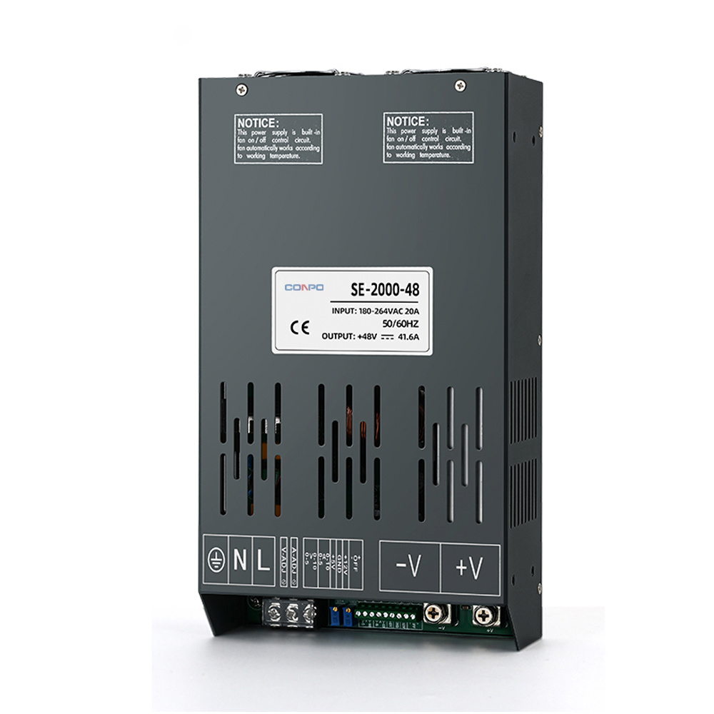 SE-2000-24 (2000W-24V/83.3A); SE-2000-36 (2000W-36V/55.5A); SE-2000-48 (2000W-48V/41.6A)  Single Output Adjustable Power Supply