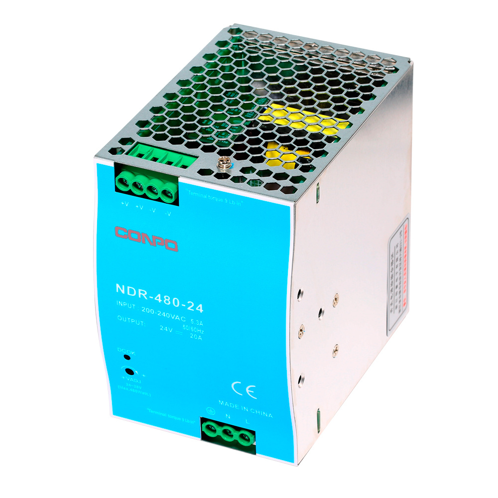 NDR-480-24 (480W-24V/20A);  NDR-480-48 (480W-48V/10A); DIN-rail Power Supply