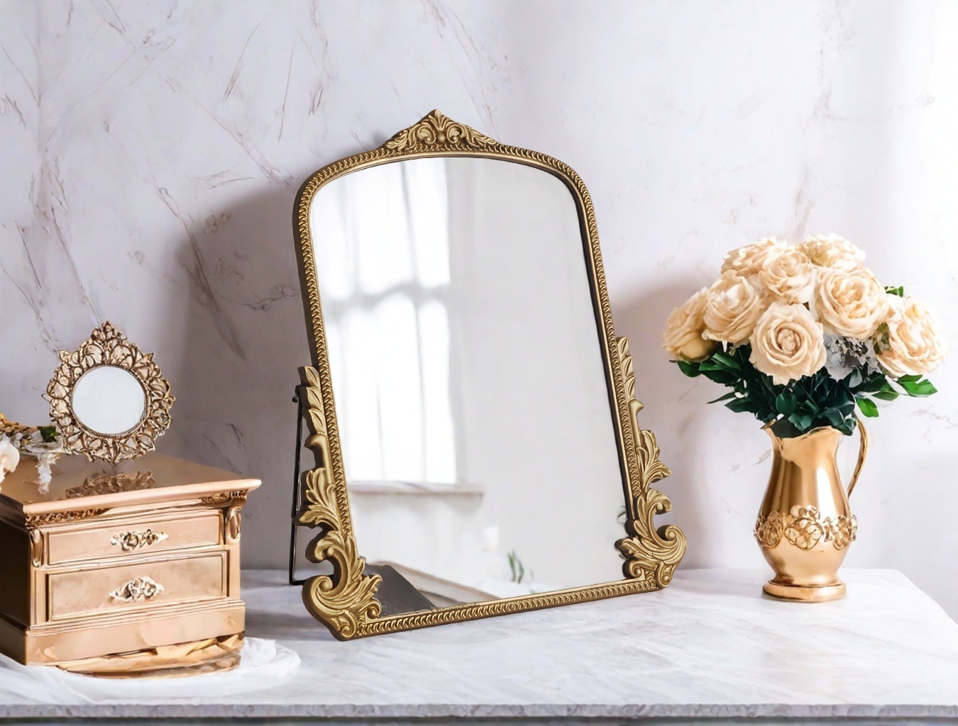 Desktop Large Antique Big Vanity Mirror-2