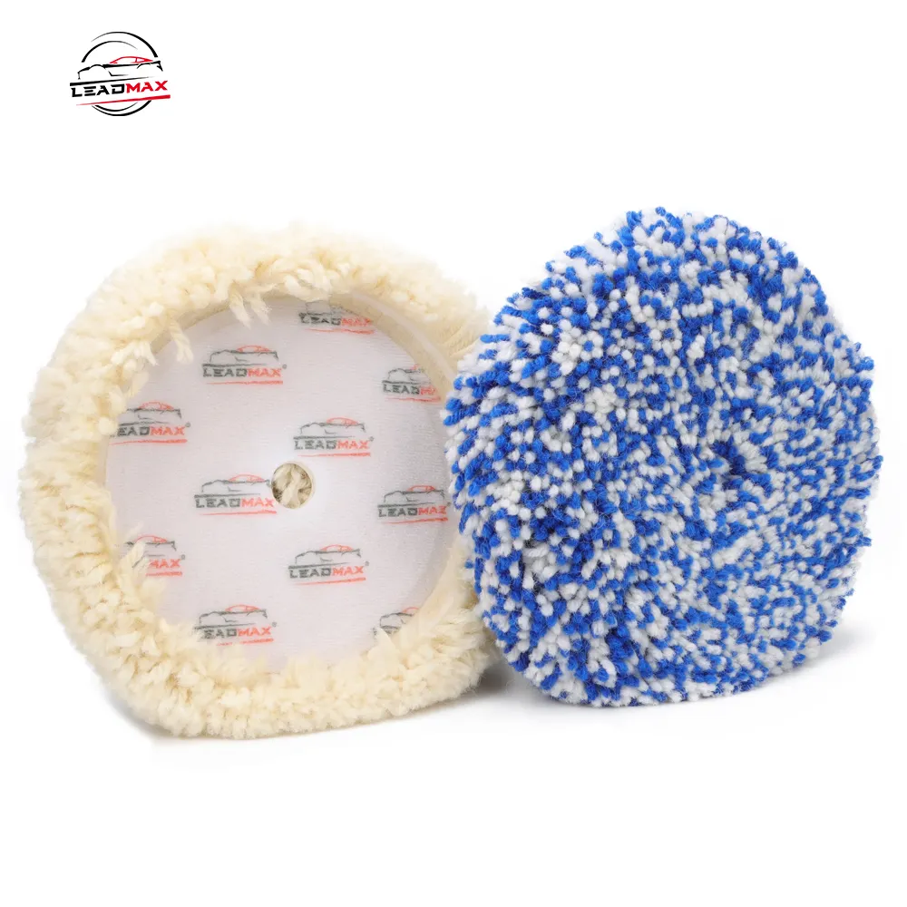 100% Wool Hook & Loop Grip Polishing Pad 8\" round High Quality Buffing Pads for Car Compound Cutting & Polishing