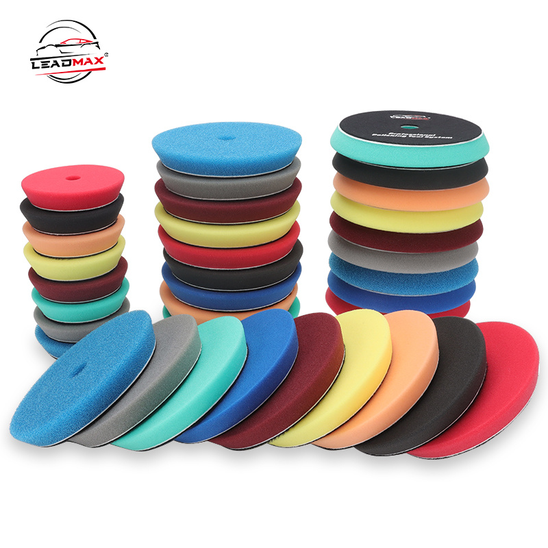 6 Inch 150mm LEADMAX Flat Foam Polishing Pad Hard Back Design Customizable OEM Car Buffing Sponge for Detailing Body Polishing