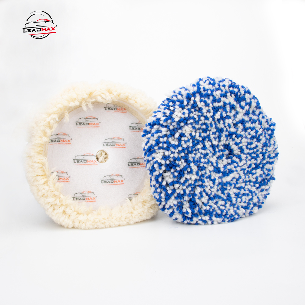 100% Wool Hook & Loop Grip Polishing Pad 8\" Round High Quality Buffing Pads for Car Compound Cutting & Polishing