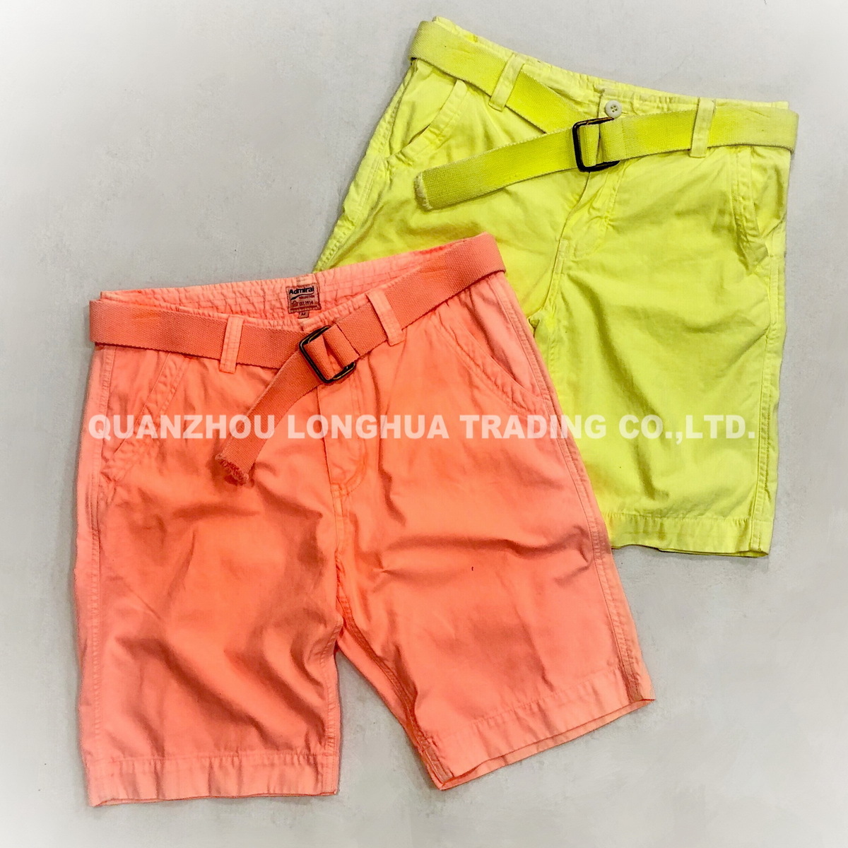 Men and Boys Cargo Shorts Pants Casual Apparel Trousers Orange Cotton Garment Dye with Belt Shorts