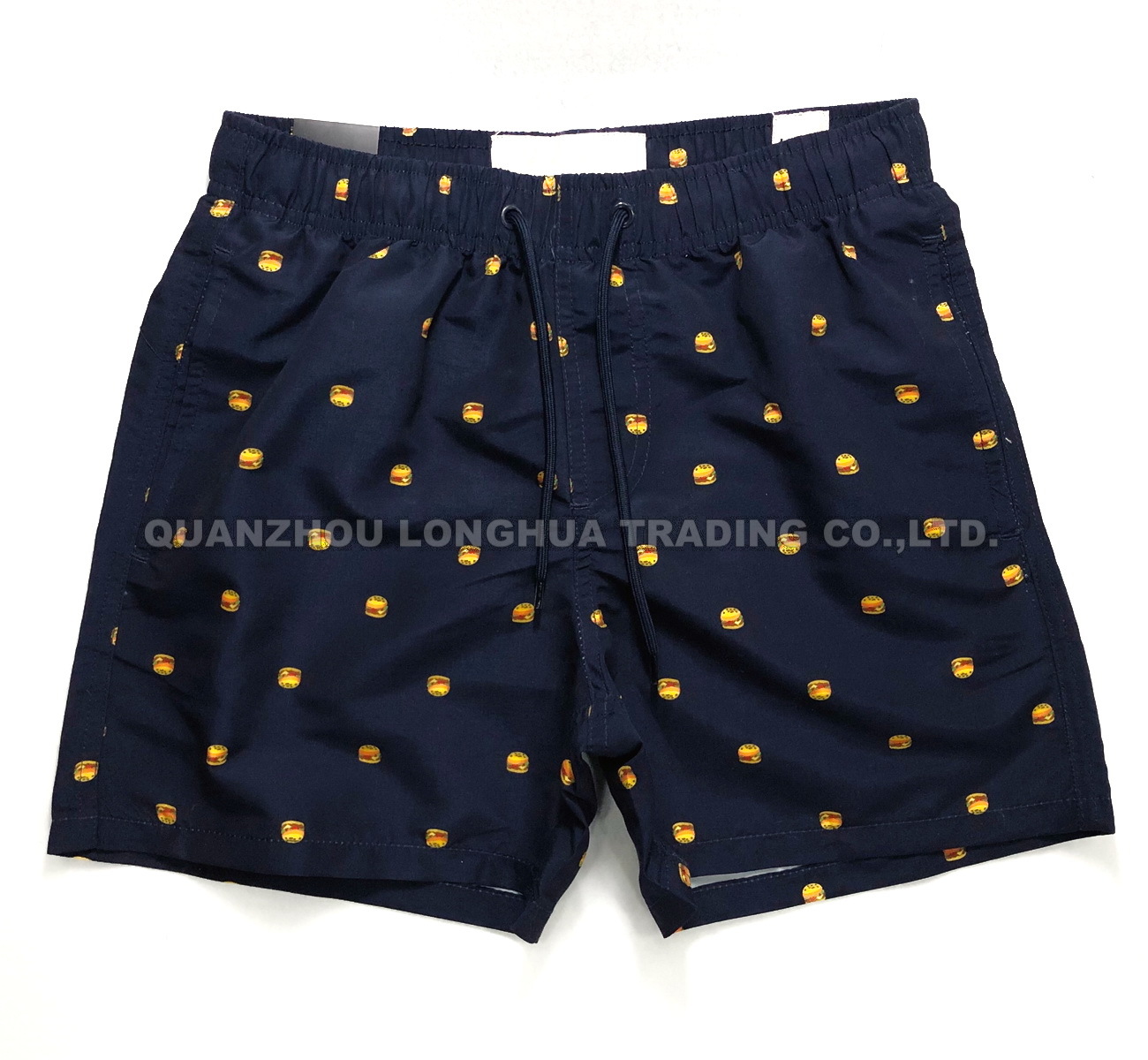 Men and Boys Polyester Waterproof Swimming Wear Beach Shorts Printing Board Shorts Hamburger Apparel Trousers Kids Swim Wear Pants