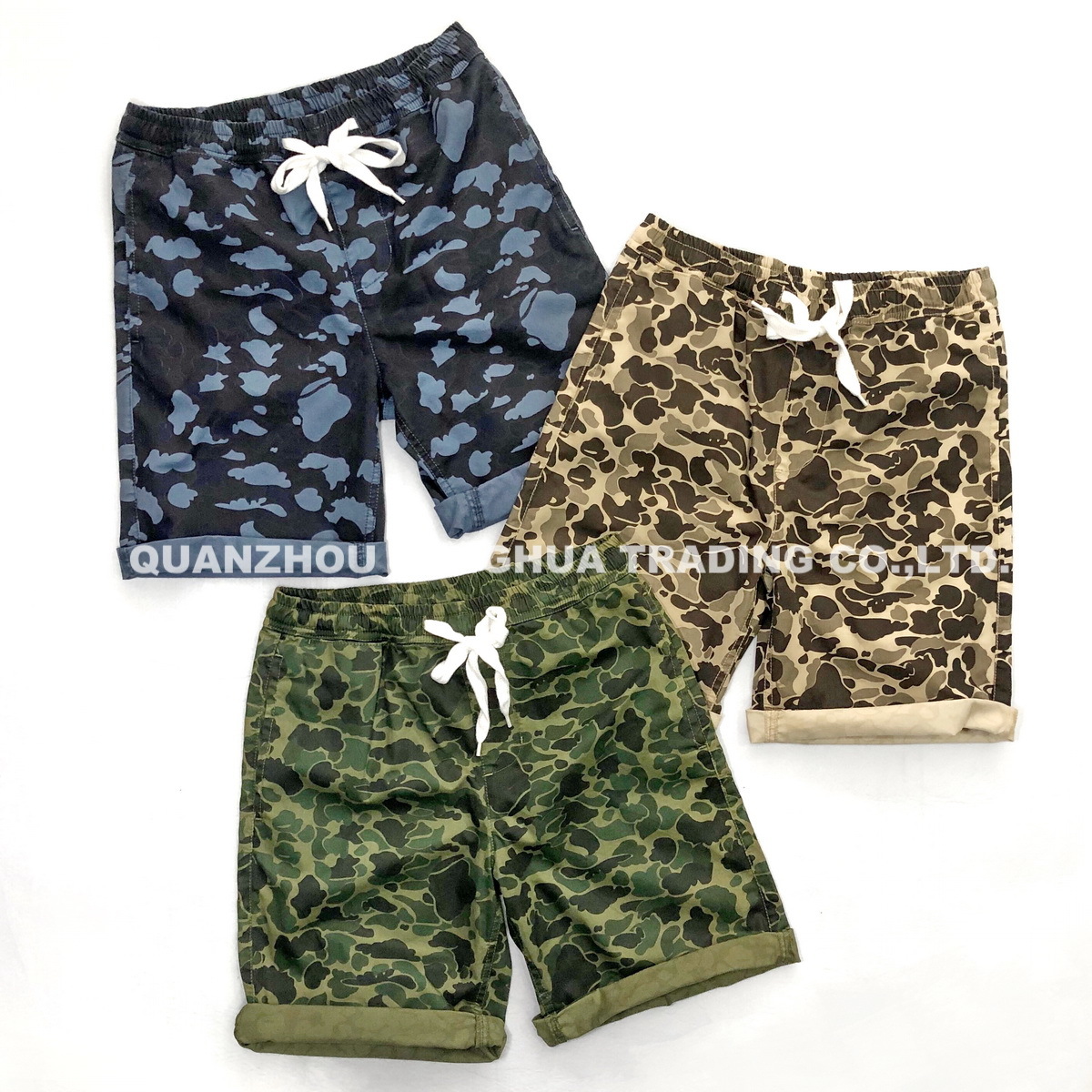 Men and Boys Cargo Shorts With Printing Apparel Jeans Kids Wear Trousers Garment Dye Spandex Casual