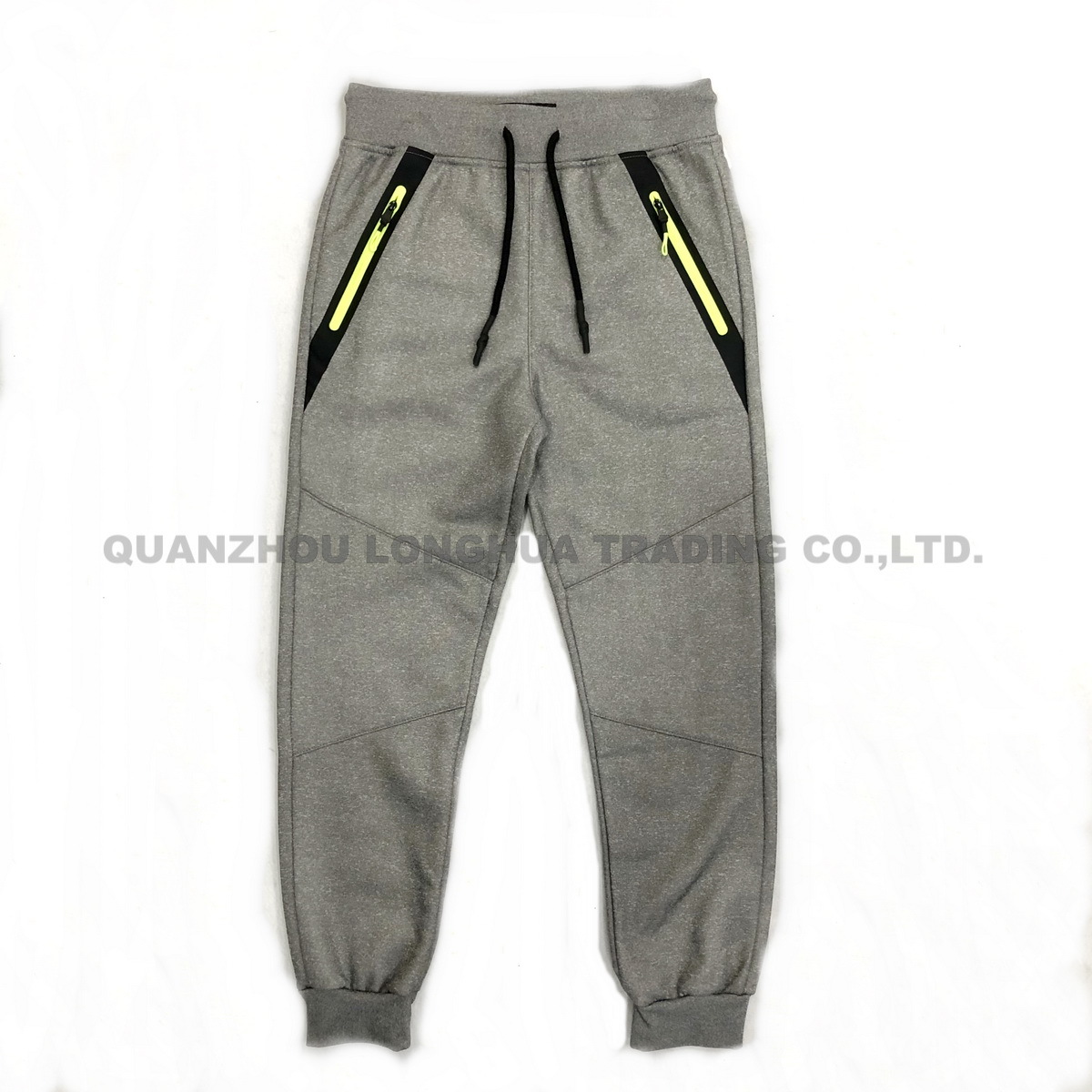 Men′s and Boy′s Joggers Knitwear Jogging Pants Casual Apparel Trousers Kids Wear Polyester Interlock Fleece Joggers Yarn Dyed with Joint Panels Laminate Tape Fluo Zipper Tape