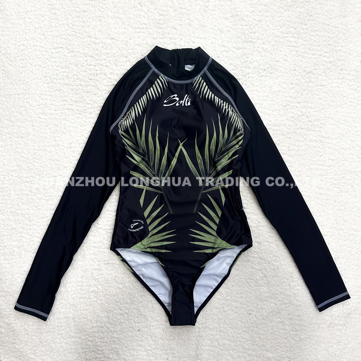 Women Surfing One Piece Swimwear Long Sleeve Zipper Swimsuit