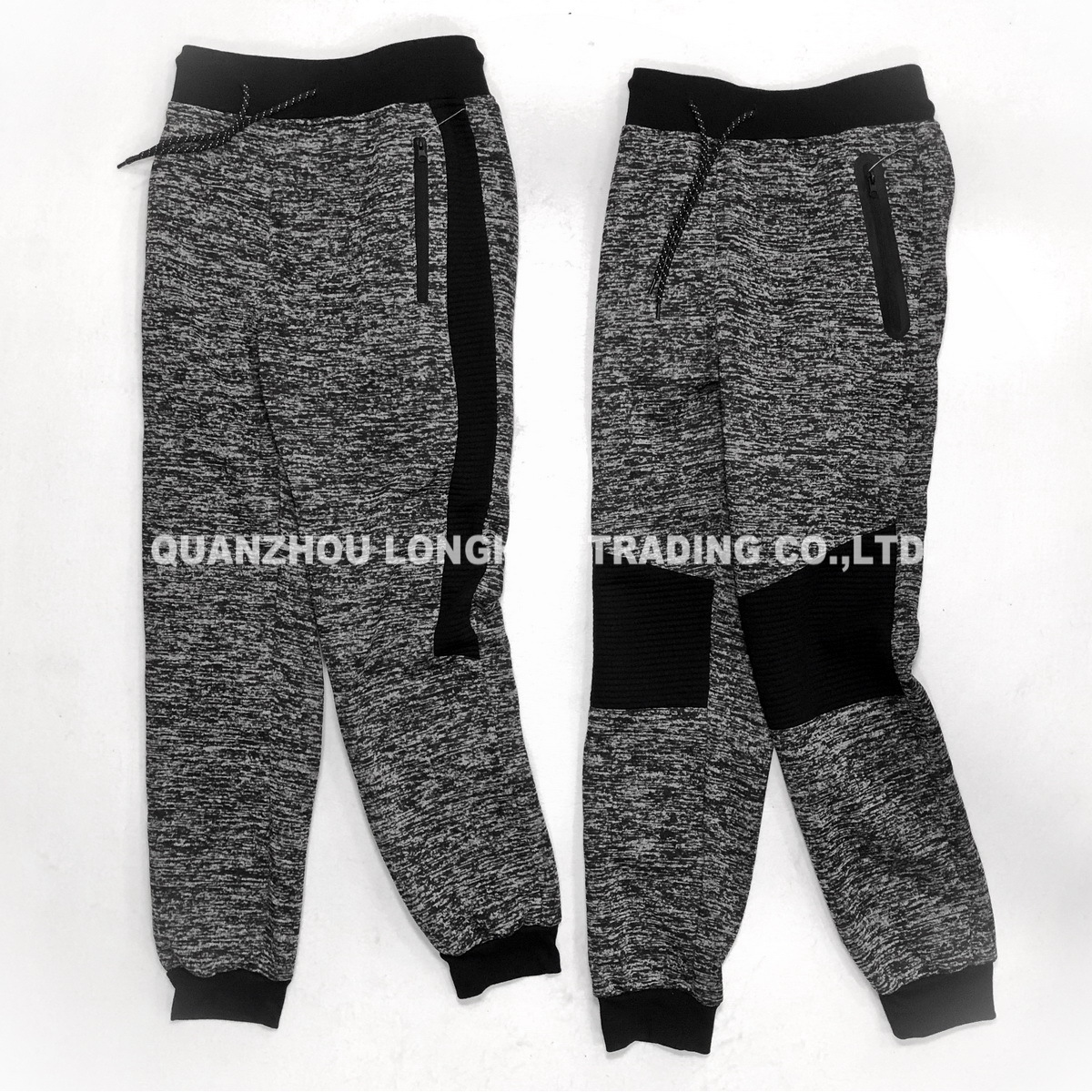 Men′s and Boy′s Joggers Knitwear Jogging Pants Apparel Casual Trousers Kids Wear Polyester Fleece Joggers Yarn Dye with Zippers