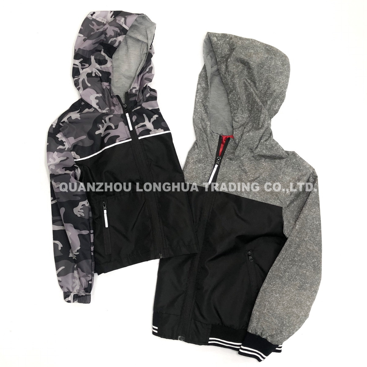 Men's Jacket Boy's Jacket Polyester Pongee with Prinitng Waterproof Jacket Hoody Windbreaker Jacket Fashion Clothing Grey Camo Casual Outer Clothes