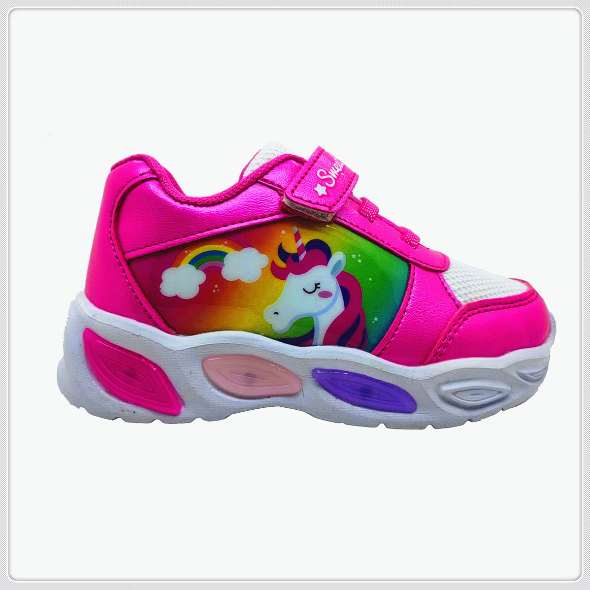 Kid Shoe, Sneaker Shoe, Brand shoes Mesh+PU with PVC Patch on Upper, PU Velcro EVA Outsole