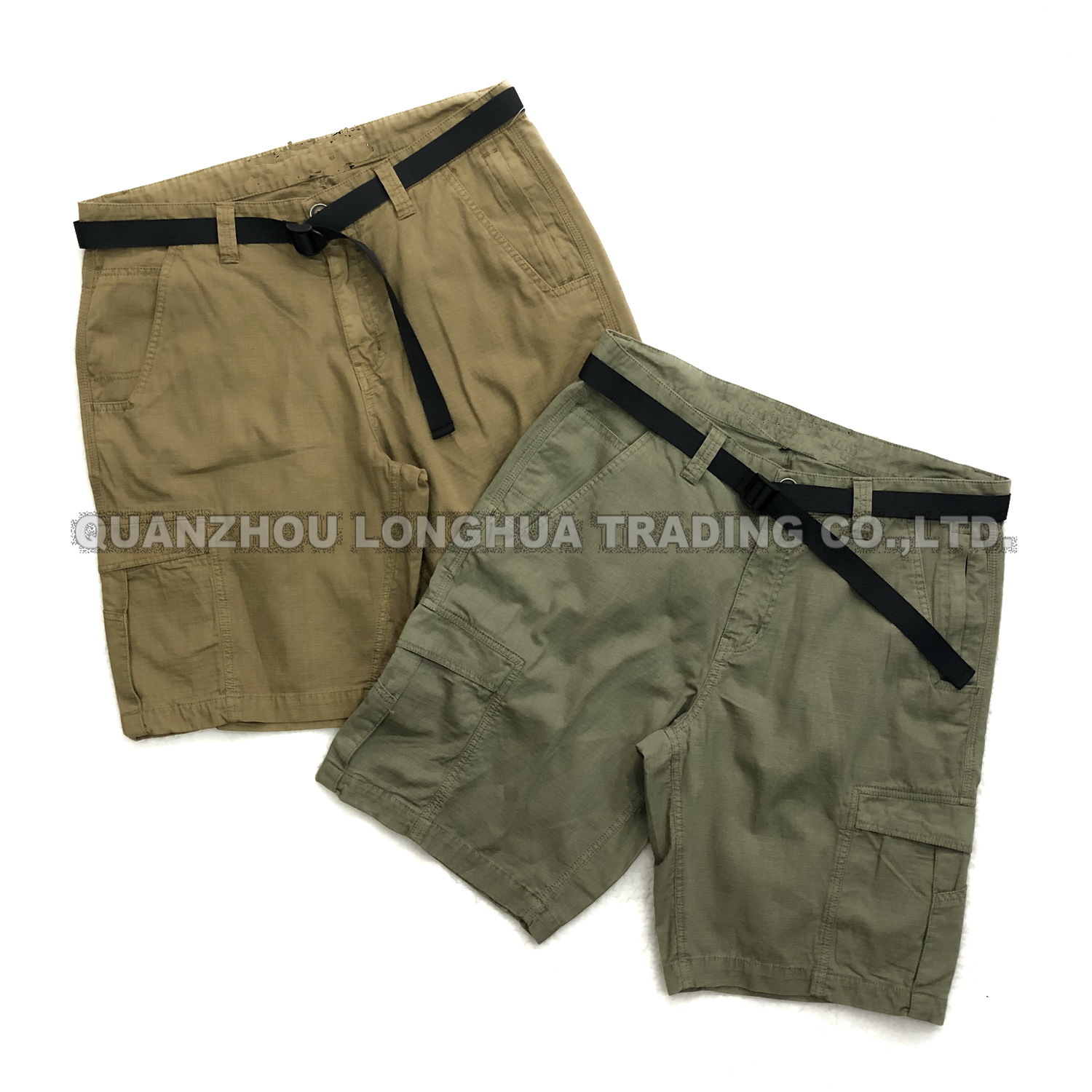 Men and Boys New Cargo Shorts Pants Belt Casual Apparel Khaki Olive Trousers Cotton Garment Dye Cothing