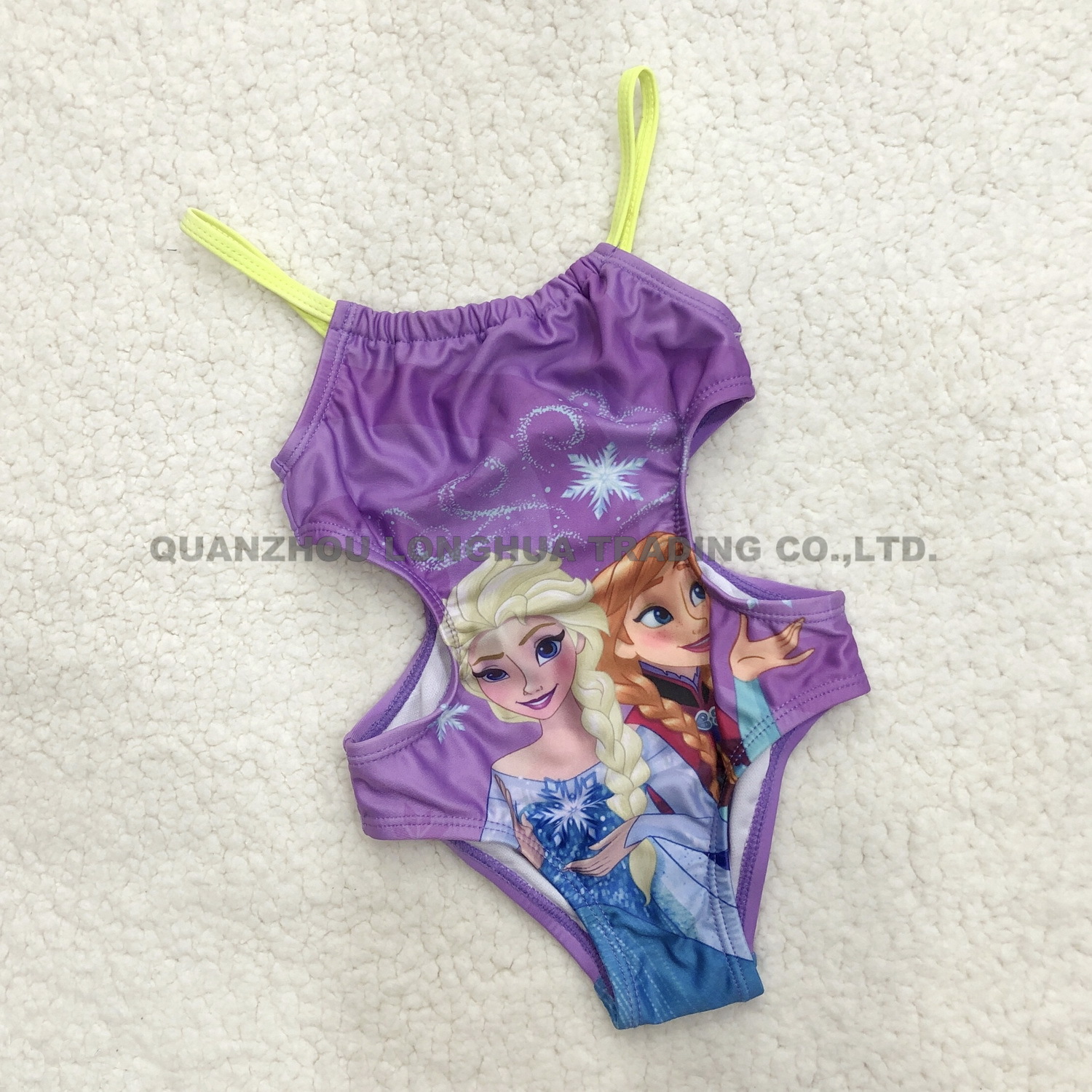 Kids Girls One Piece Swimwear Hollow out Swimsuit Printing Bodysuit Polyester Purple