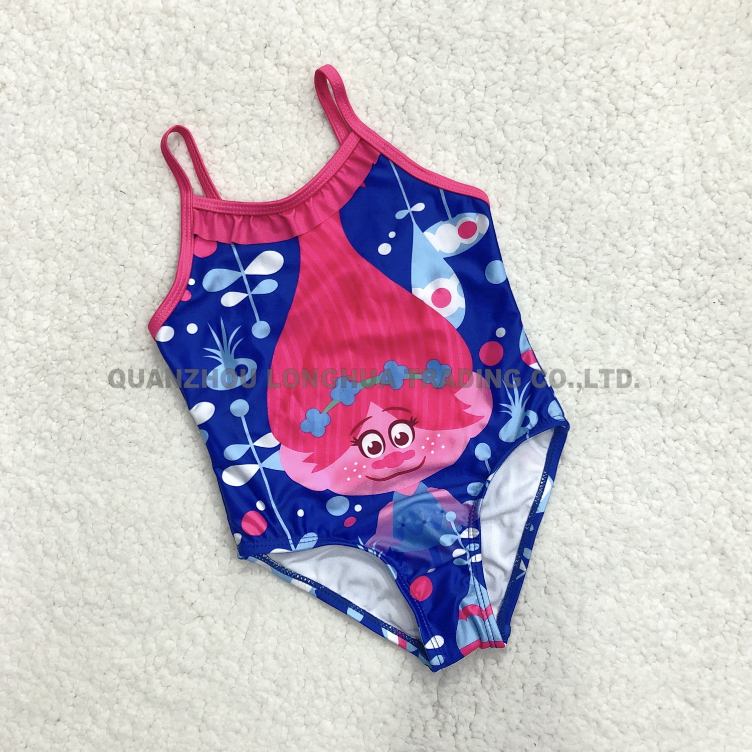 Kids Girls One Piece Swimwear Ruffle Bodysuit Printing Swimsuit Polyester
