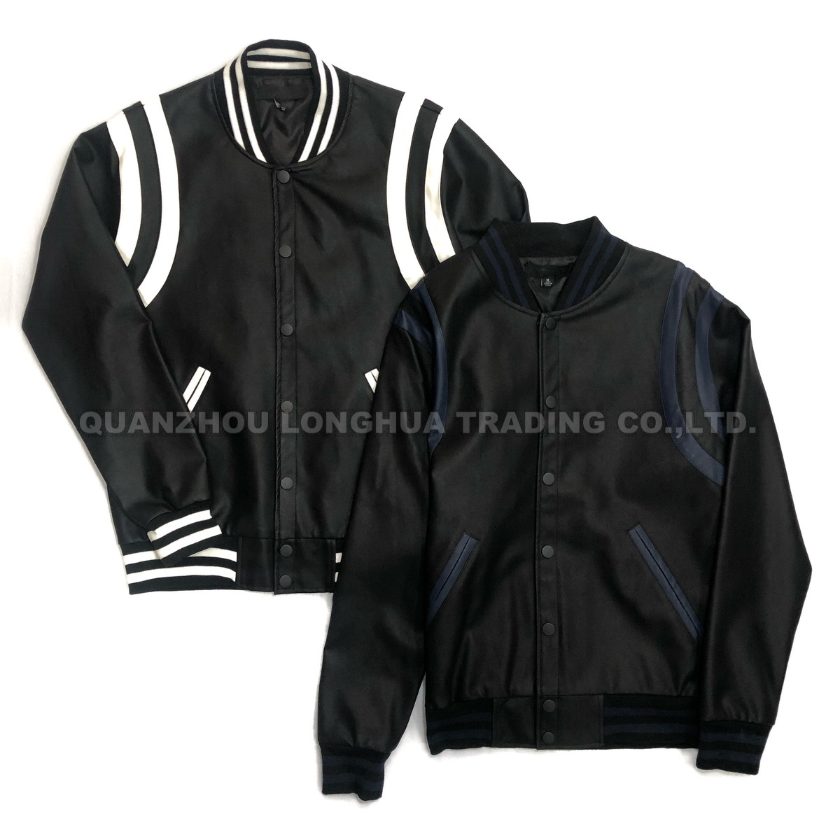 Men's Jacket Boy's Jacket Varsity Jacket Fashion Leather Apparel Black PU Jacket Stripe Clothes Outdoor Clothing
