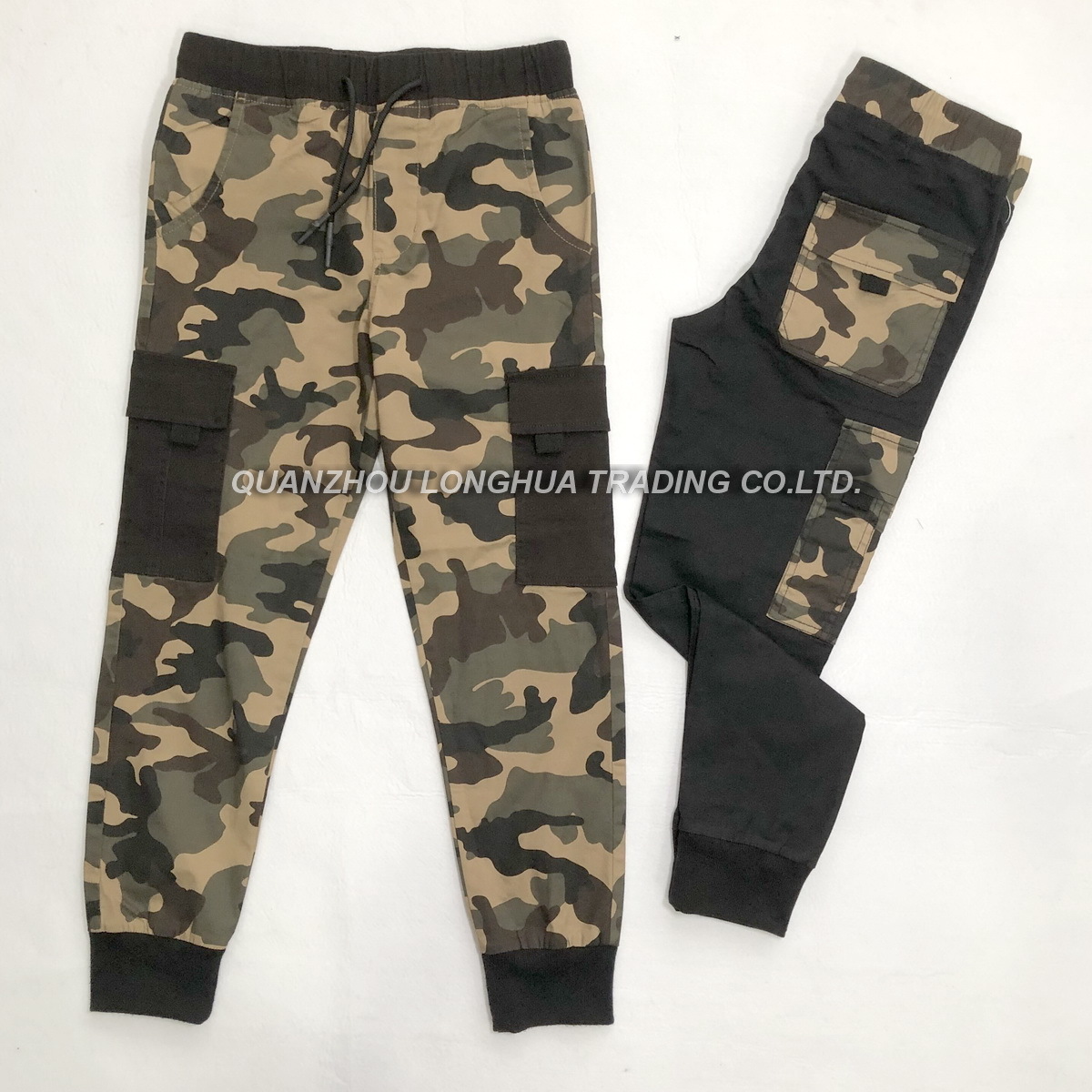 Men′s and Boy′s Joggers  Cotton Camo Printing Enzyme Washed Cargo Casual Jogging Pants