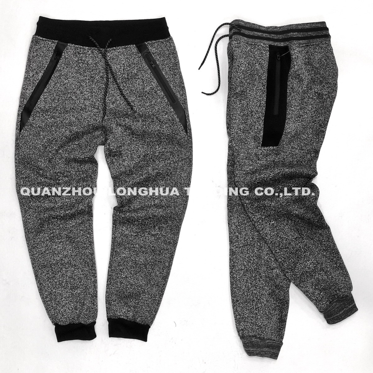 Men′s and Boy′s Joggers Knitwear Casual Apparel Jogging Pants Trousers Kids Wear Polyester Fleece Joggers Yarn Dye with Zippers