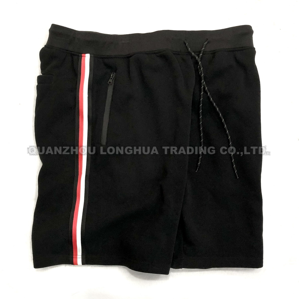 Men's Extra Size Knitwear Polyester Fleece Casual Shorts with Tapping and Zipper