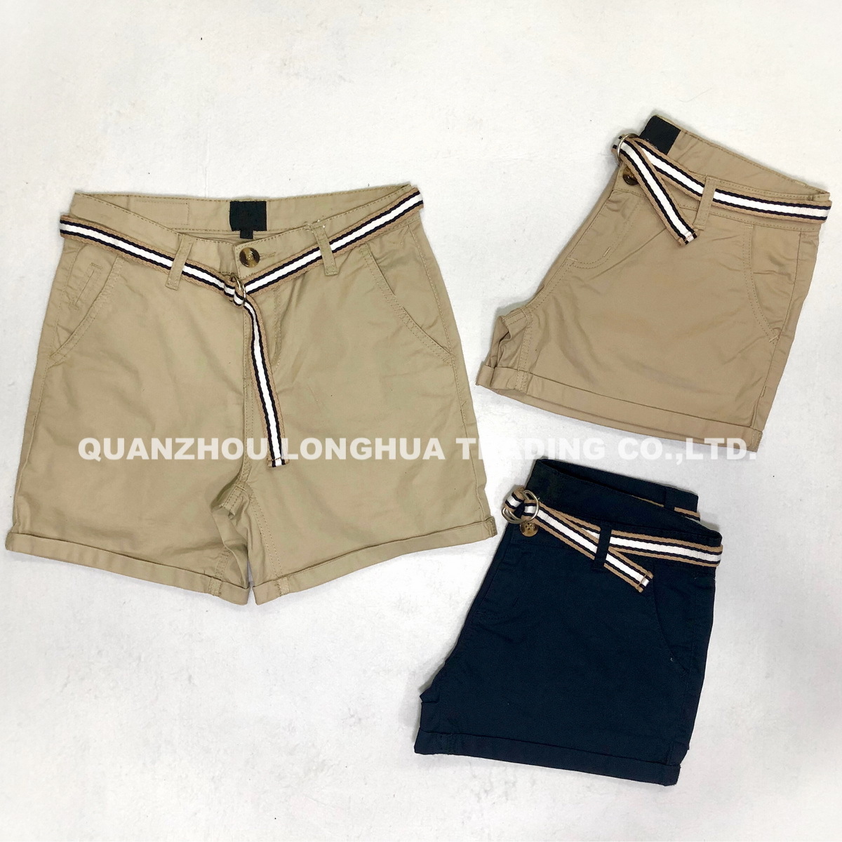 Lady′s Girl′s Denim Shorts Jeans Apparel Trousers Fashion Casual Cotton Spandex with belt